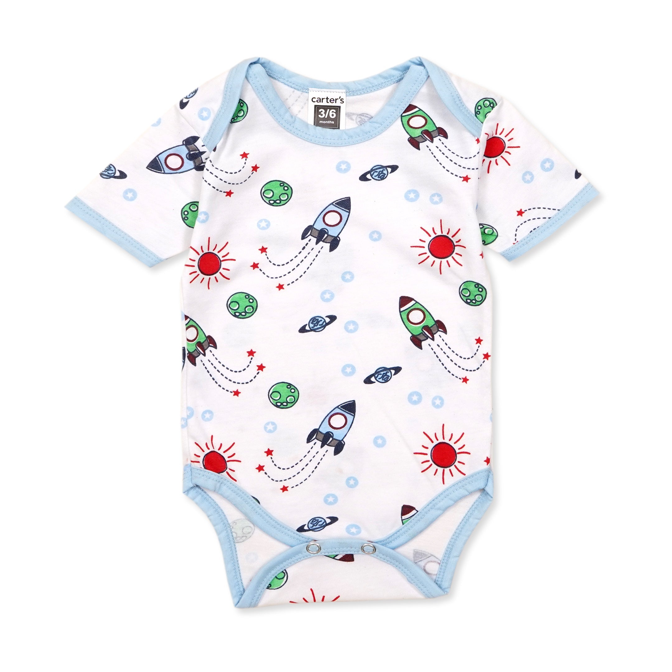 SUNSHINE BABY ROMPER MOON & ROCKET BLUE 3-6M