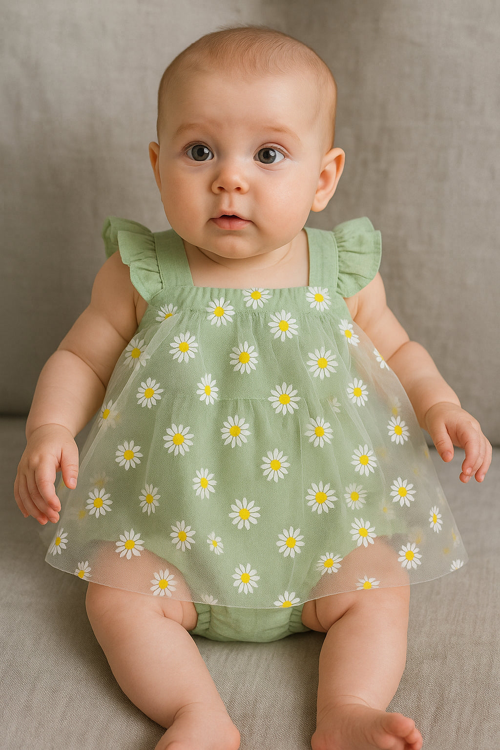 SUNSHINE BABY BODYSUIT FROCK FLOWERS GREEN 12-18M (80-48)
