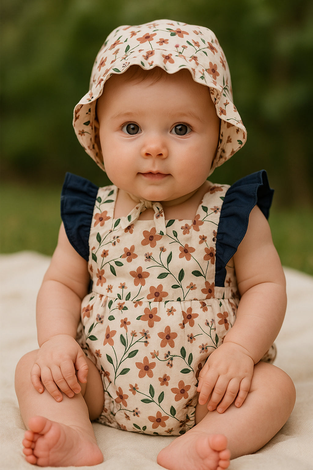 SUNSHINE BABY BODYSUIT SLEEVELESS FROCK FLOWERS BEIGE 12-18M (80-50)