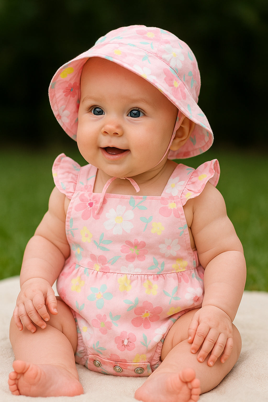 SUNSHINE BABY BODYSUIT SLEEVELESS FROCK FLOWERS PINK 12-18M (80-50)