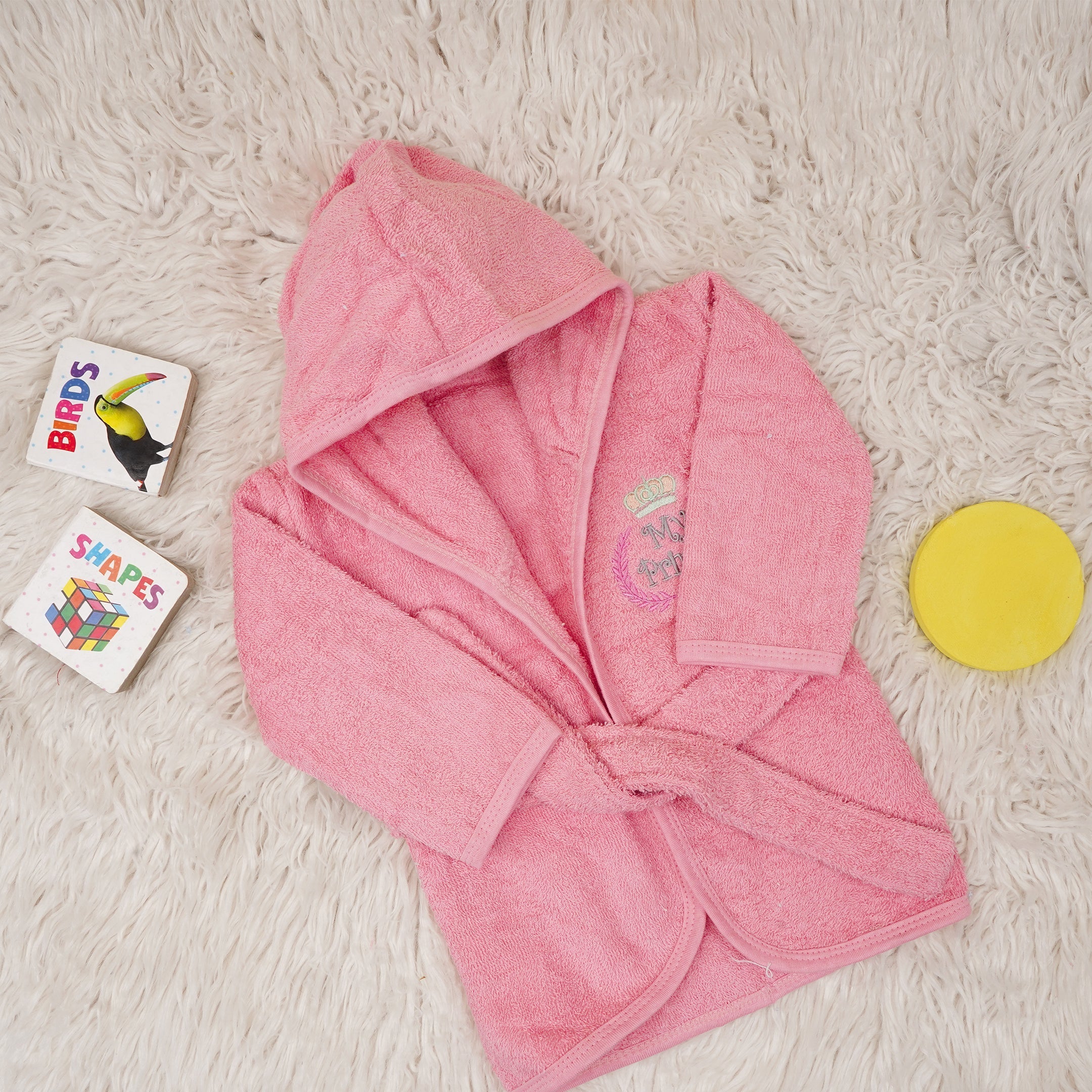 SUNSHINE BABY BATH ROBE PINK  (18M)