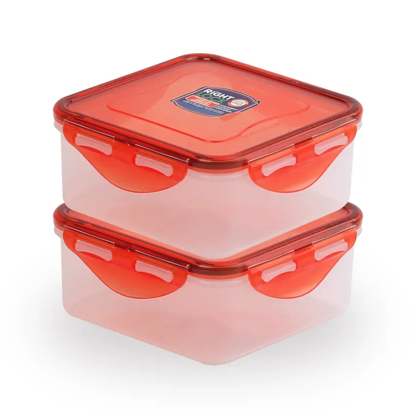 Right Lock Food Keeper 2pcs Set Medium in red 600ml