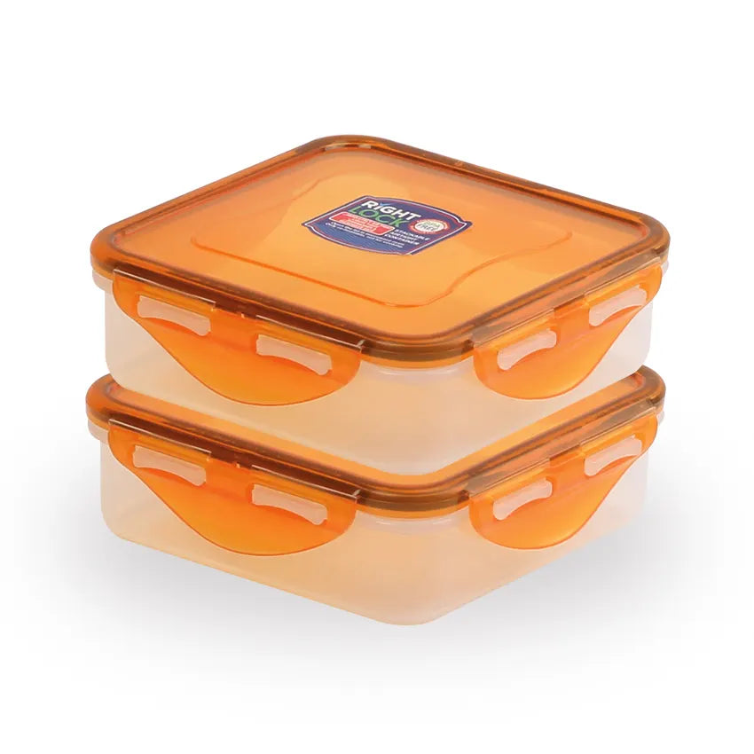 Right Lock Food Keeper 2 pcs set Small in orange 400ml
