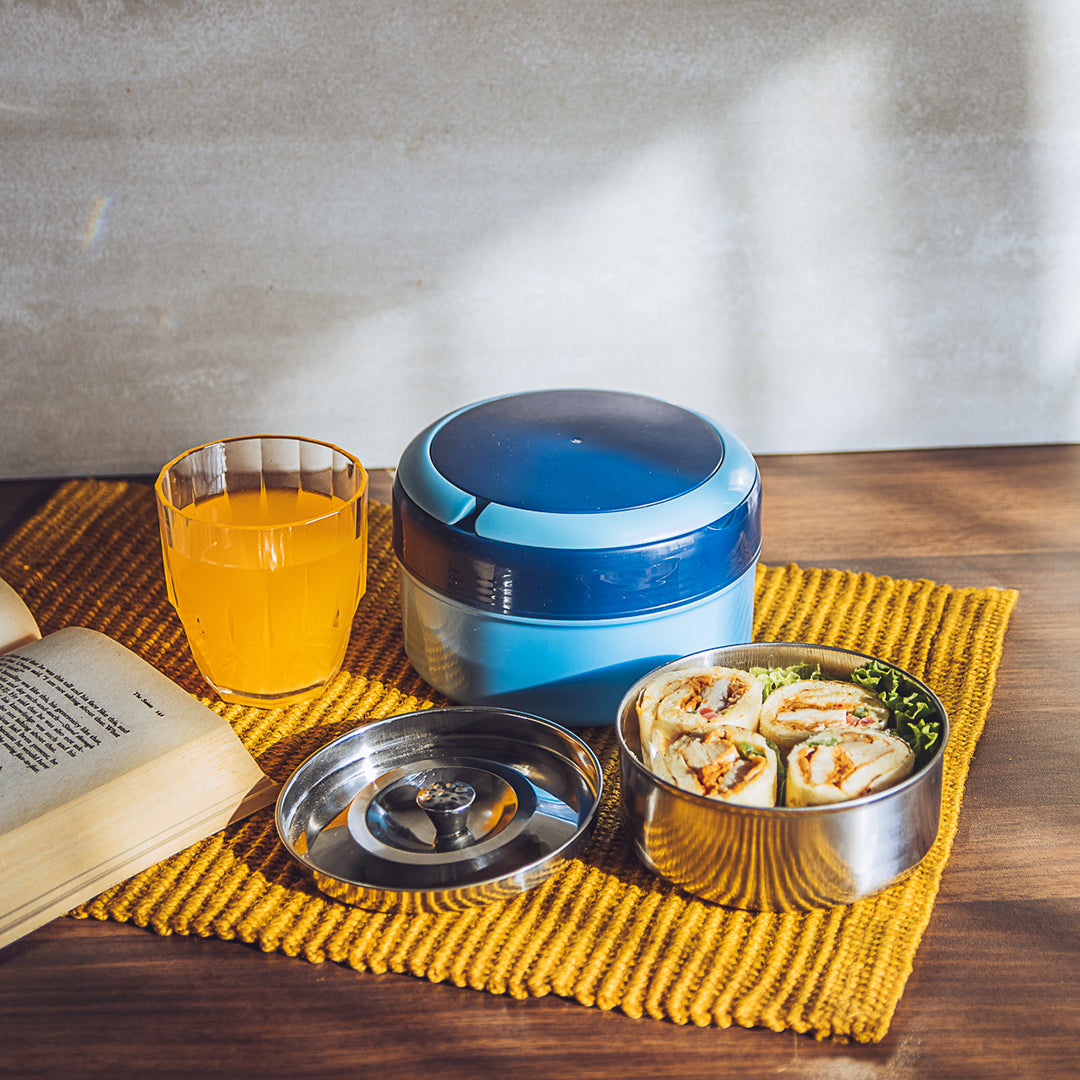 Sizzler Lunch Carrier (1 Steel Bowl) Small in Blue