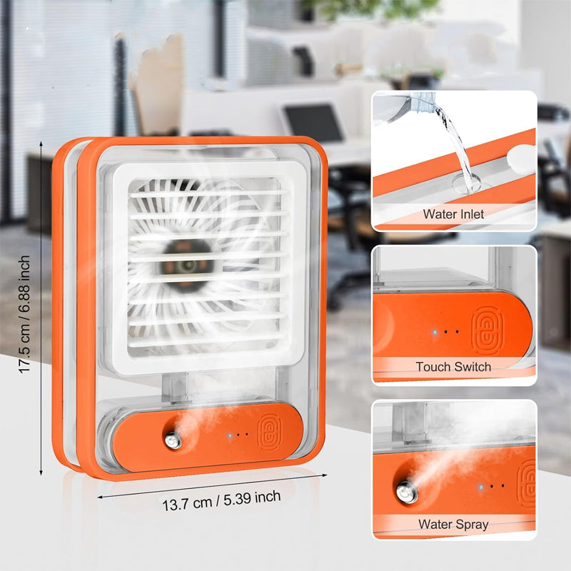 Rechargeable Mini Portable Desk Fan With Mist Spray LED